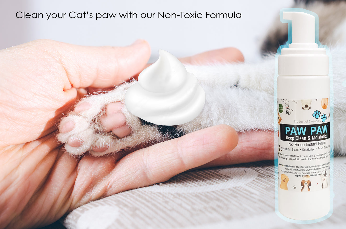 Instant Foam Paw Cleaner for dogs and cats 200ml